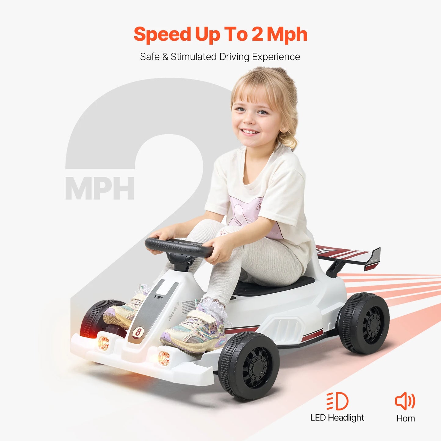 Electric Pedal Go Kart With LED Headlight
