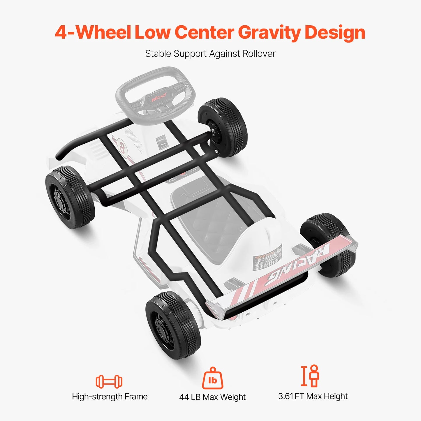 Electric Pedal Go Kart With LED Headlight