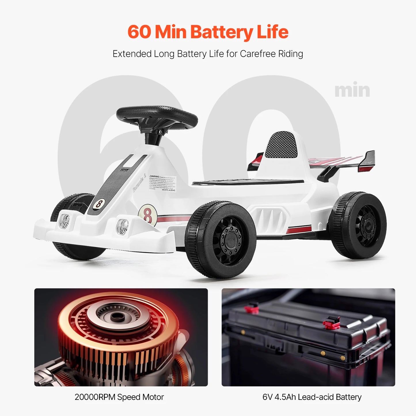 Electric Pedal Go Kart With LED Headlight